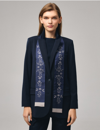 Картинка  Шовкова стрічка Twilly «Мереживо» Navy